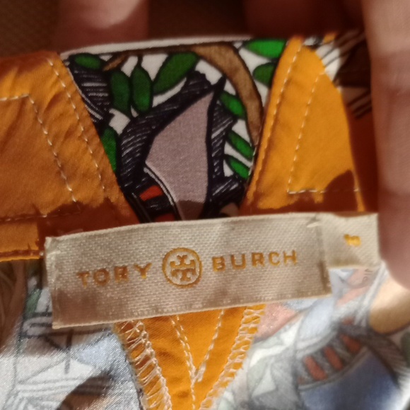 BNWOT Tory Burch Printed Silk pants  In Something Wild Stripe size 10 - Picture 3 of 12